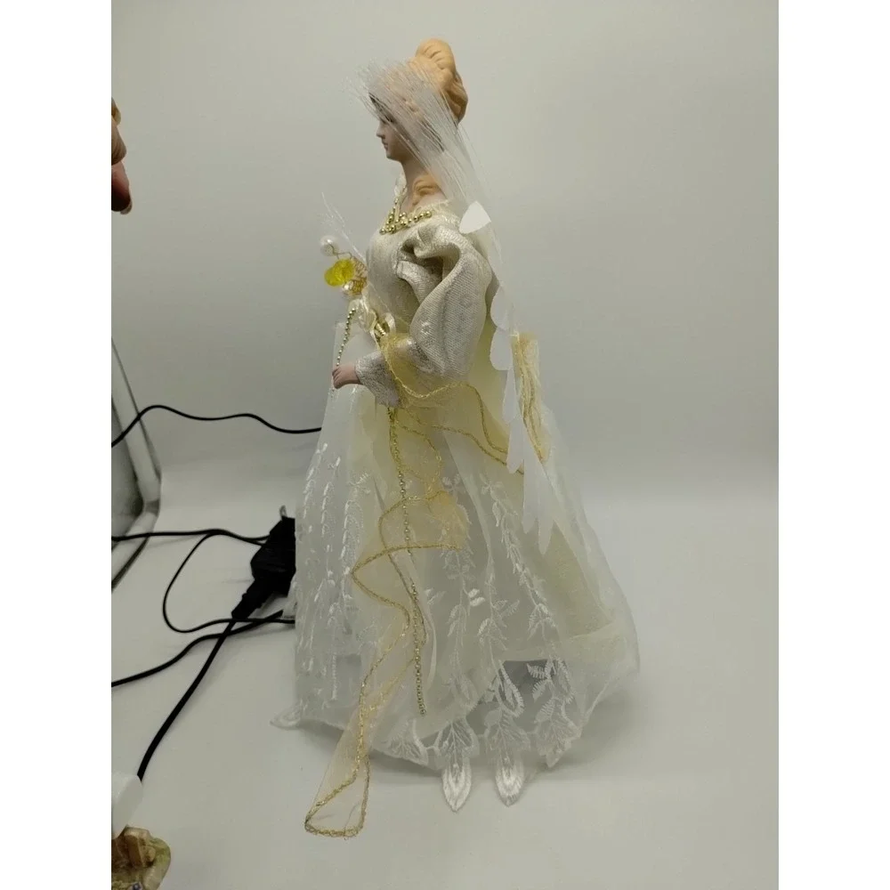 Beautiful Fiber Optic Lighted Christmas Angel Tree Topper 13 Inches